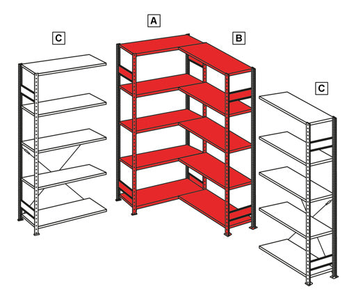 Stecksystem Eck-Regal MULTIplus150
