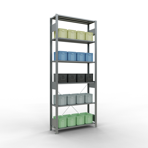 Stecksystem Grundregal MULTIplus150 mit Kreuzstrebe