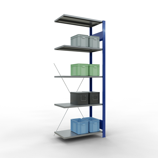 Stecksystem Anbauregal MULTIplus150 mit Kreuzstrebe