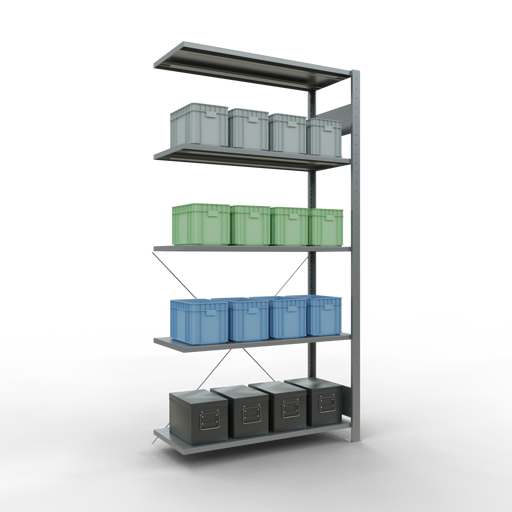 Stecksystem Anbauregal MULTIplus150 mit Kreuzstrebe