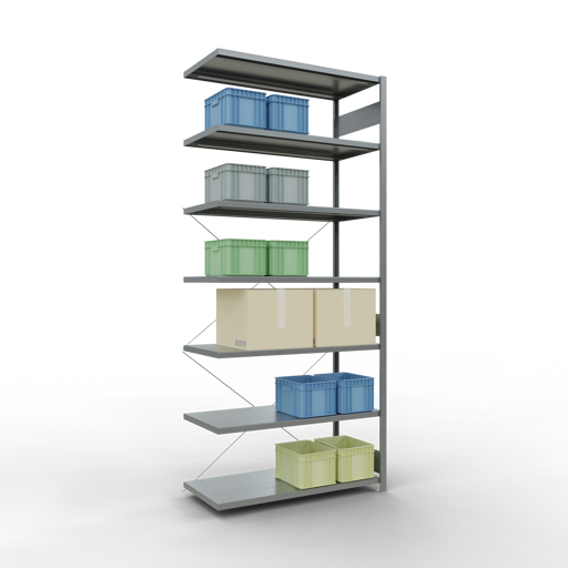 Stecksystem Anbauregal MULTIplus250 mit Kreuzstrebe