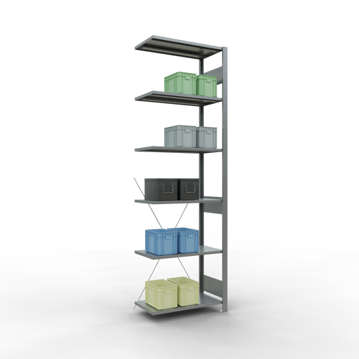Stecksystem Anbauregal MULTIplus150 mit Kreuzstrebe